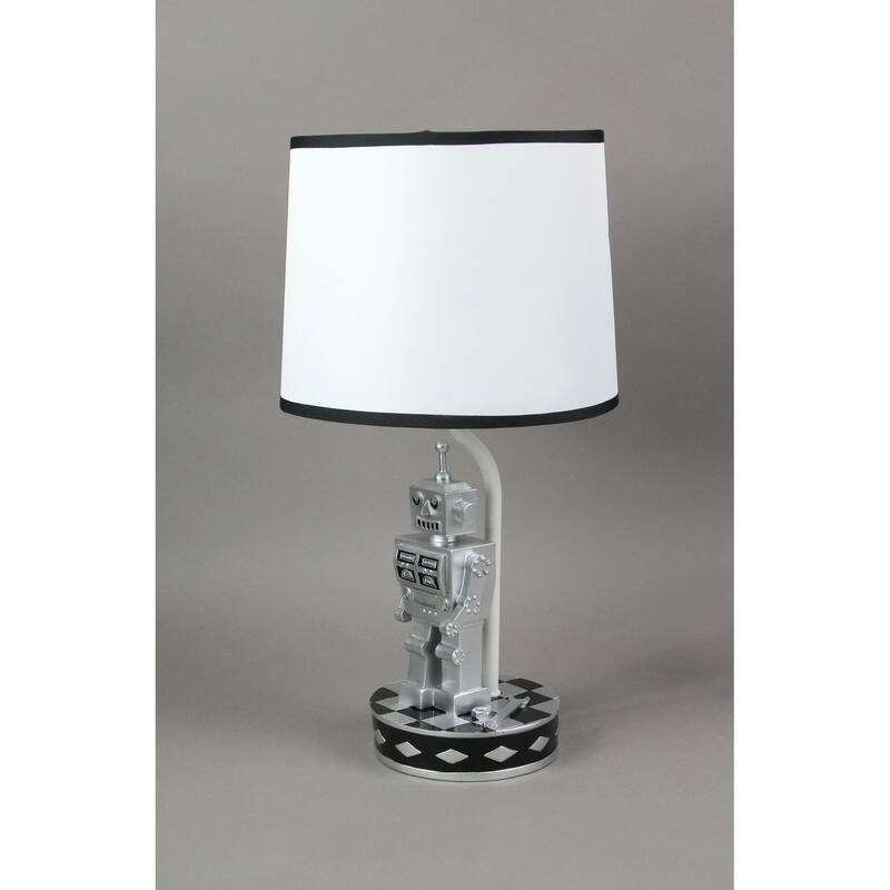 Zeckos 1960'S Style Square Head Robot Table Lamps With Shades (Set Of 2) - 16.5 X 9 X 9 inches