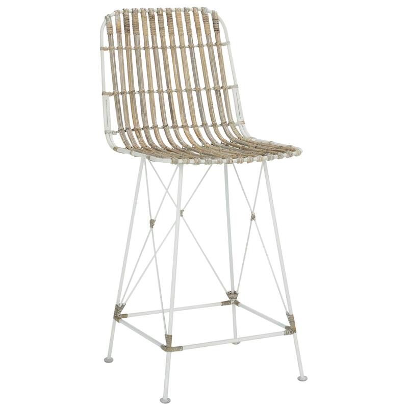 SAFAVIEH Shinako 37.5-inch Wicker Croco Brown Counter Stool (Set of 2) - 18.1" x 20.9" x 37.4" - 18Wx21Dx37H