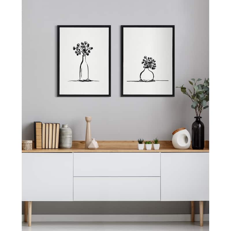 Kate and Laurel Sylvie Vase Canvas Set by The Creative Bunch Studio