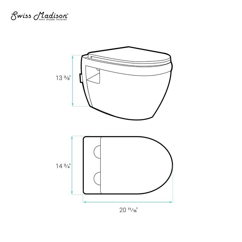 Dieppe Wall-Hung Elongated Toilet Bowl In Matte White - 20.65" x 14.75" 13.6"