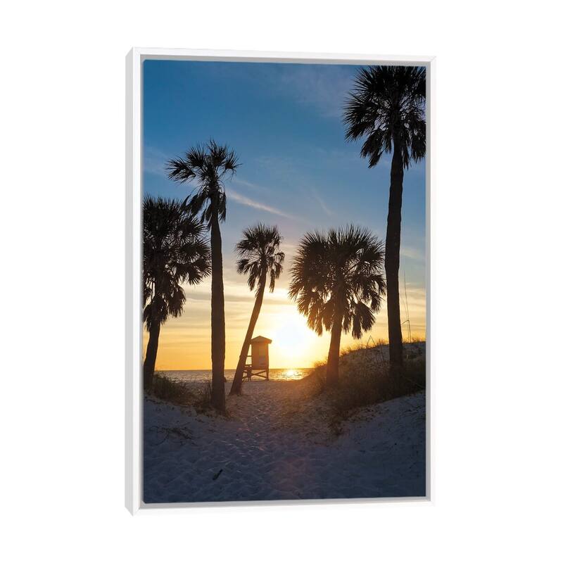 iCanvas "Florida Sunset, Clearwater Beach, Florida" by George Oze Framed Canvas Print - White - 26x18