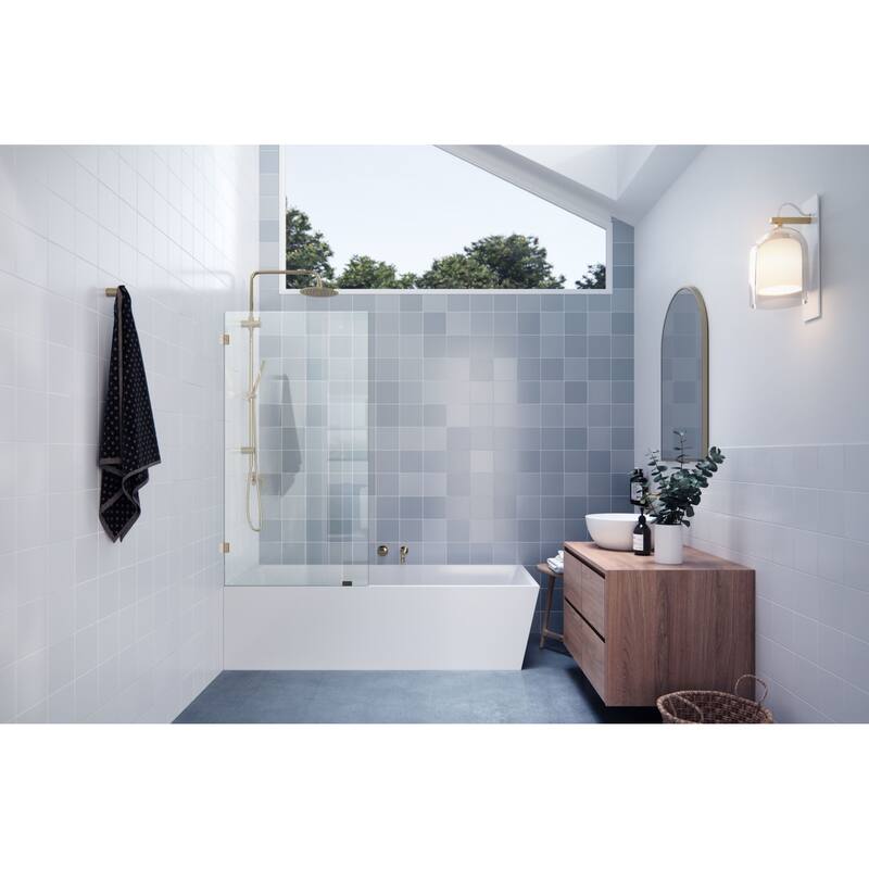 Glass Warehouse GW-BF-31 Vela 58-1/4" High x 31" Wide Shower Screen - Polished Brass
