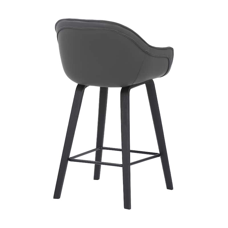 Crimson Gray Faux Leather and Black Wood Bar or Counter Height Stool