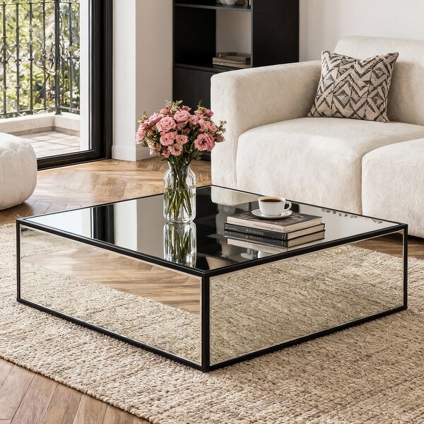 Modern Block Coffee Table Square Mirrored Coffee Table - Bed Bath
