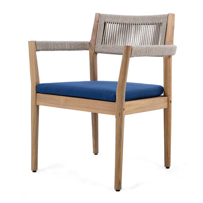 Braided Acacia Wood Outdoor Dining Table and Chairs Set of 2,All-Weather Patio Furniture