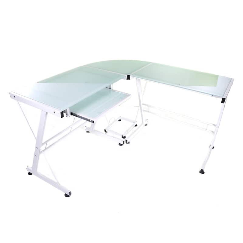 L-Shaped Durable Stalinite Splicing Computer Desk Black/White