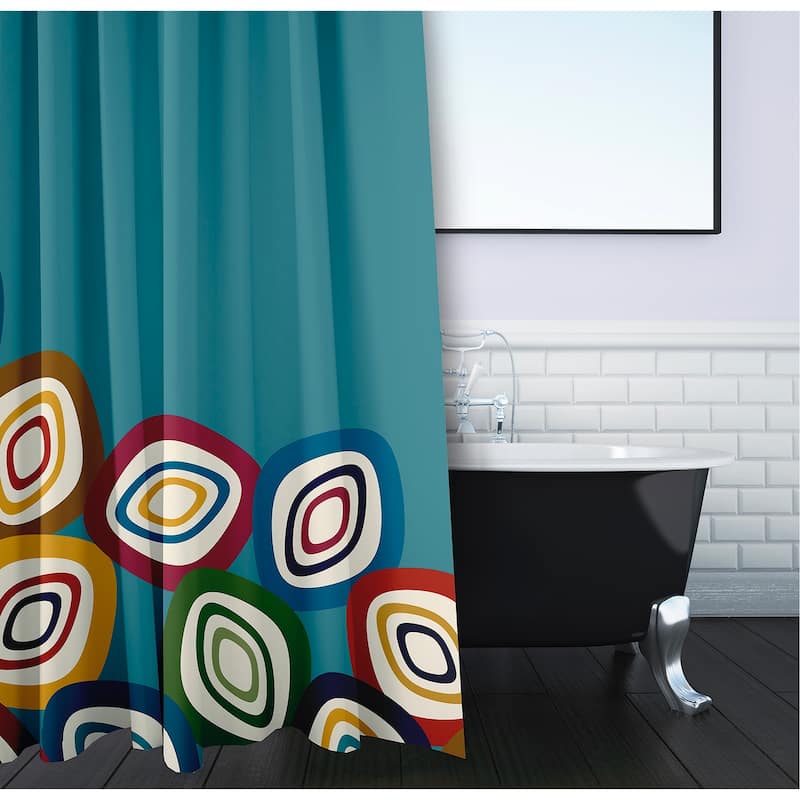 Falling Leaves Geometric Print Shower Curtain (71 x 74)