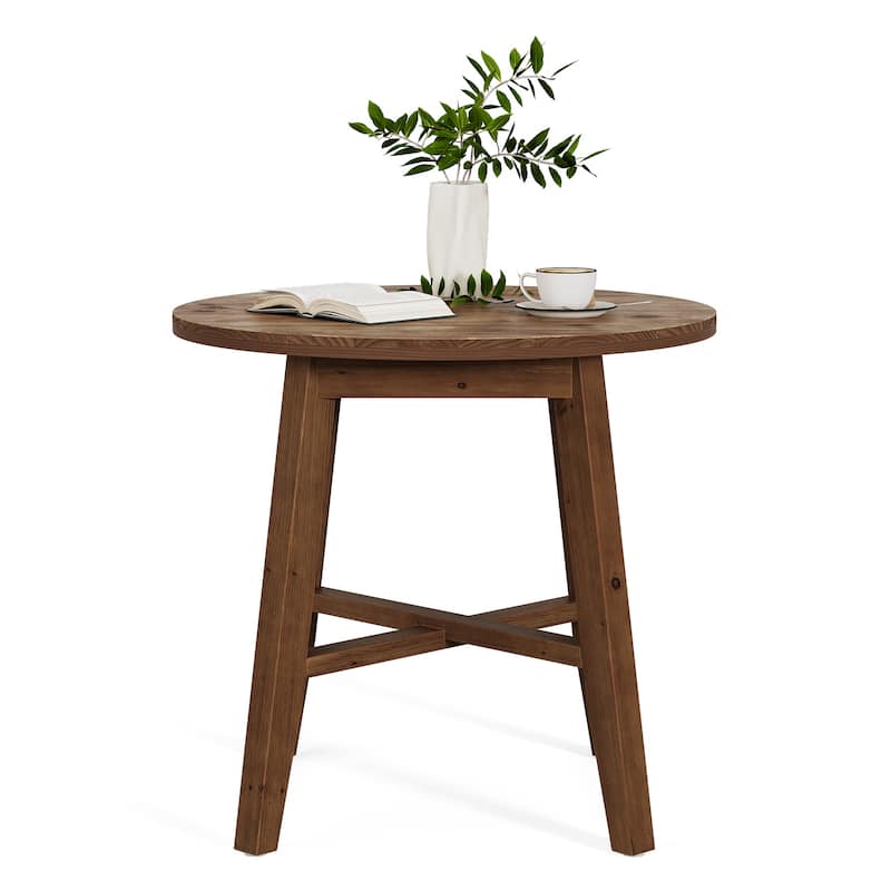 Farmhouse Small Round Dining Table Solid Wood Kitchen Table for 2