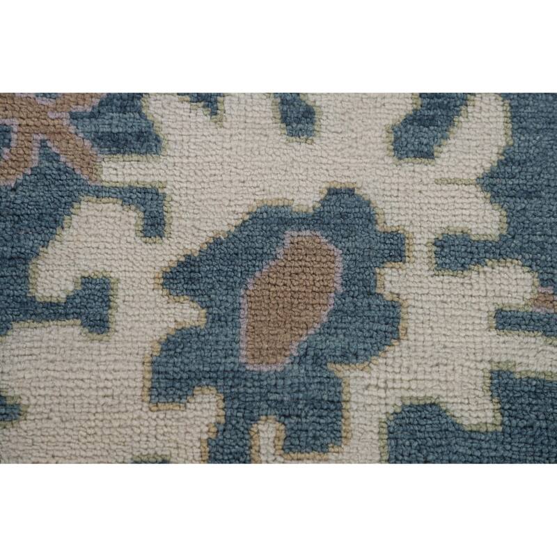 Floral Blue Oushak Oriental Area Rug Handmade Wool Carpet - 9'0"x 11'10"