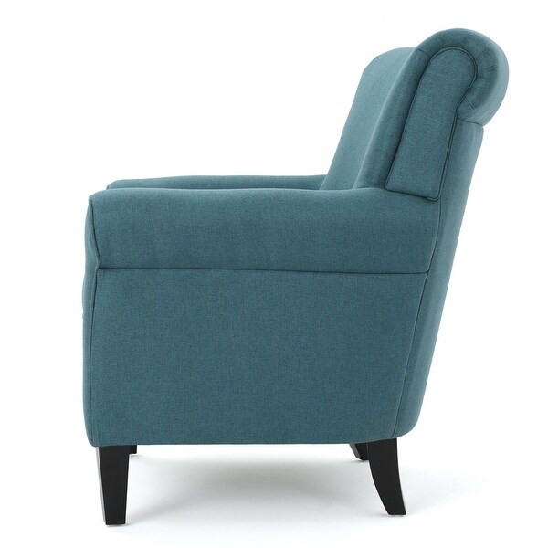 teal and brown chair