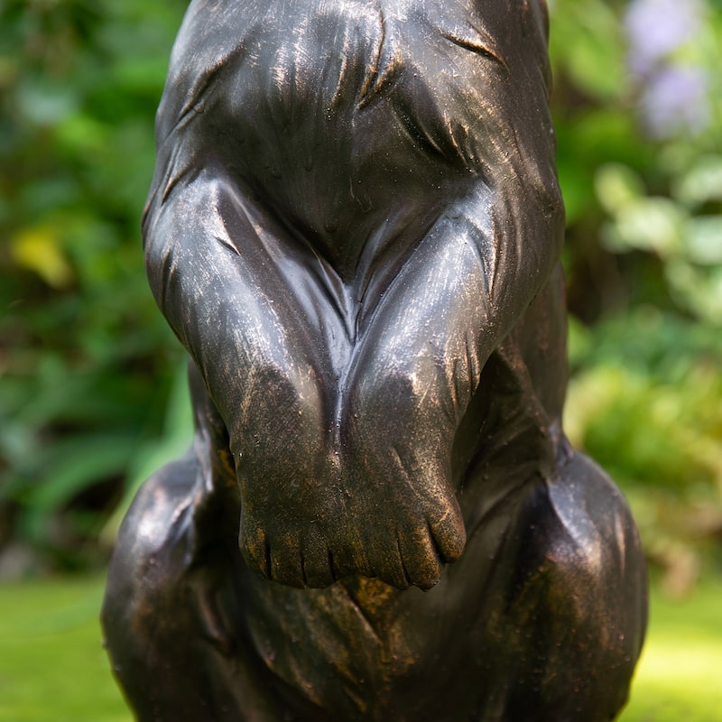 Glitzhome MGO Bronze Mom and Baby Rabbit Statue Standing Bunny Figurine