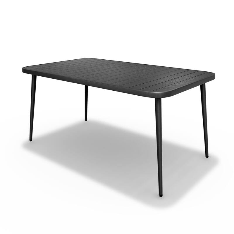 Wood Grain Metal Table – Lightweight, Portable, Weather-Resistant, Easy to Clean