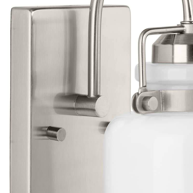 Fessler Collection One-Light Brushed Nickel Opal Glass Farmhouse Bath Light - 5 in x 7 in x 9 in