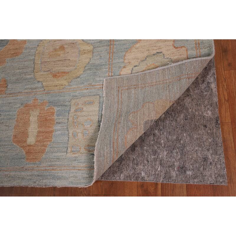 Vegetable Dye Blue Oushak Turkish Area Rug Handmade Wool Carpet - 9'4" x 11'10"