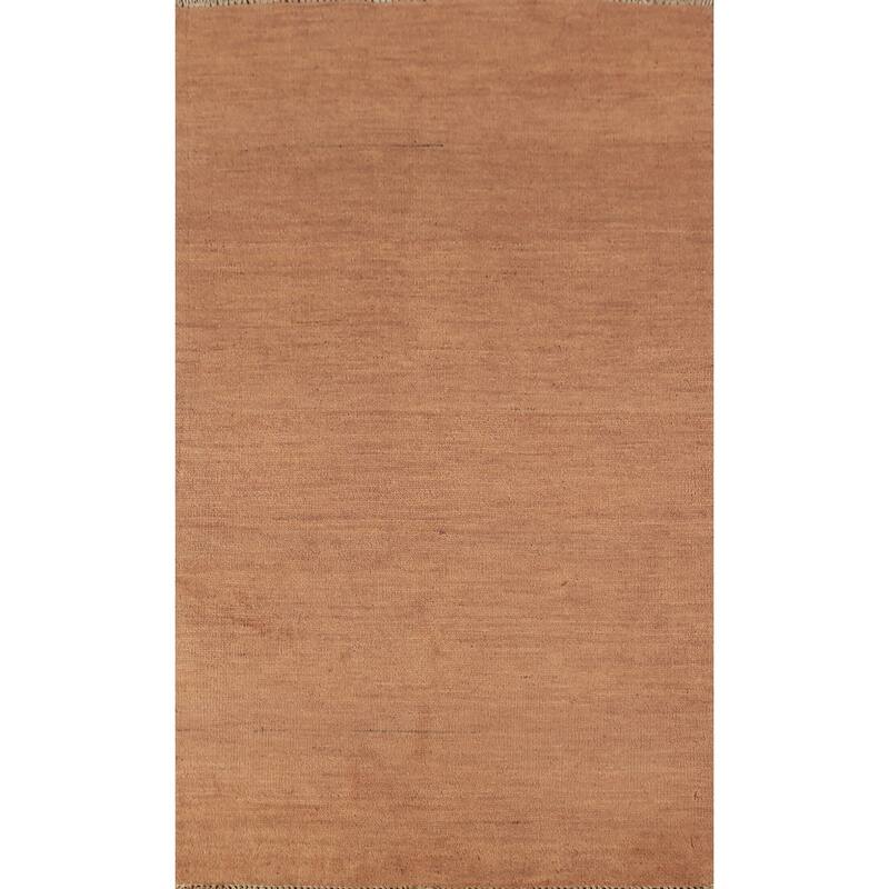 Gabbeh Oriental Rug Hand-Knotted Brown Wool Carpet - 2'6" x 4'4"