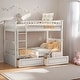 preview thumbnail 2 of 10, Twin over Twin Pine Bunk Kids Bed Frame with Guardrail & Drawers, Convertible to 2-Separate Platform Beds, Easy Assembly, White