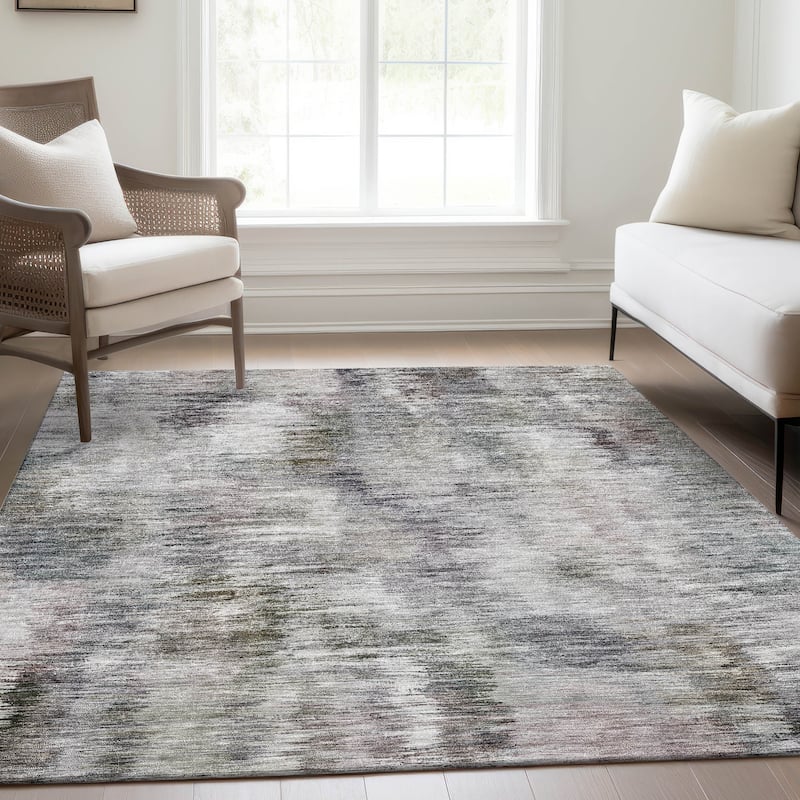 Machine Washable Indoor/ Outdoor Chantille Solid Abstract Rug