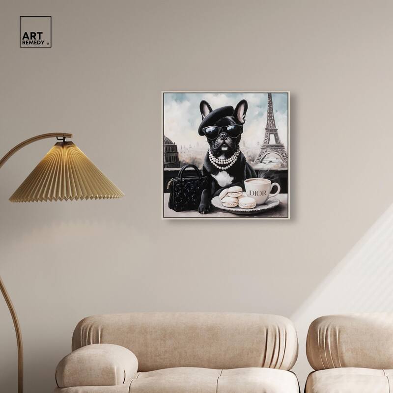 Frenchie in Paris Treats Canvas by Art Remedy