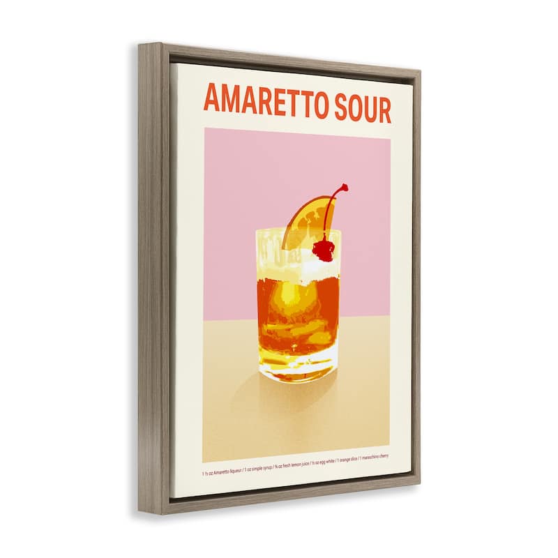 Stupell Amaretto Sour Classic Drink Framed Floater Canvas Wall Art Design By Victoria Barnes