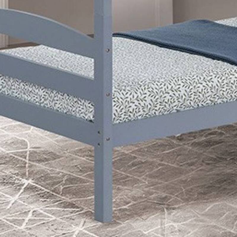 Grey Wood Twin Over Twin Bunk Bed with Staircase