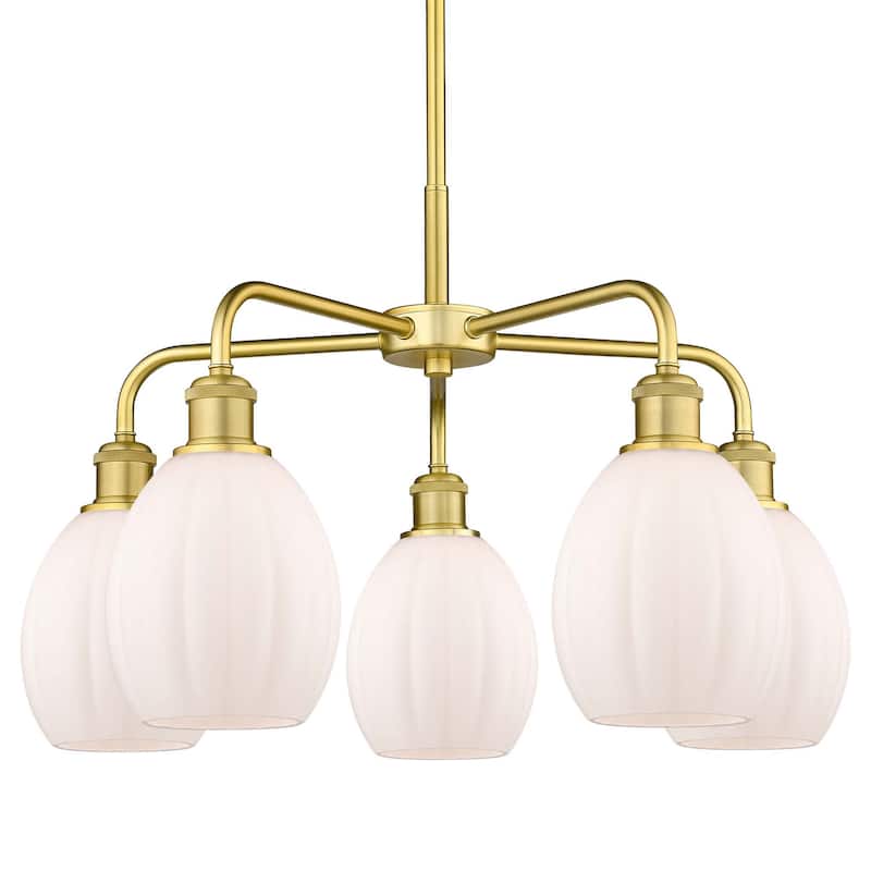 Innovations Lighting 516-5CR-16-24 Eaton Chandelier Eaton 5 Light 24" - Satin Gold / Matte White