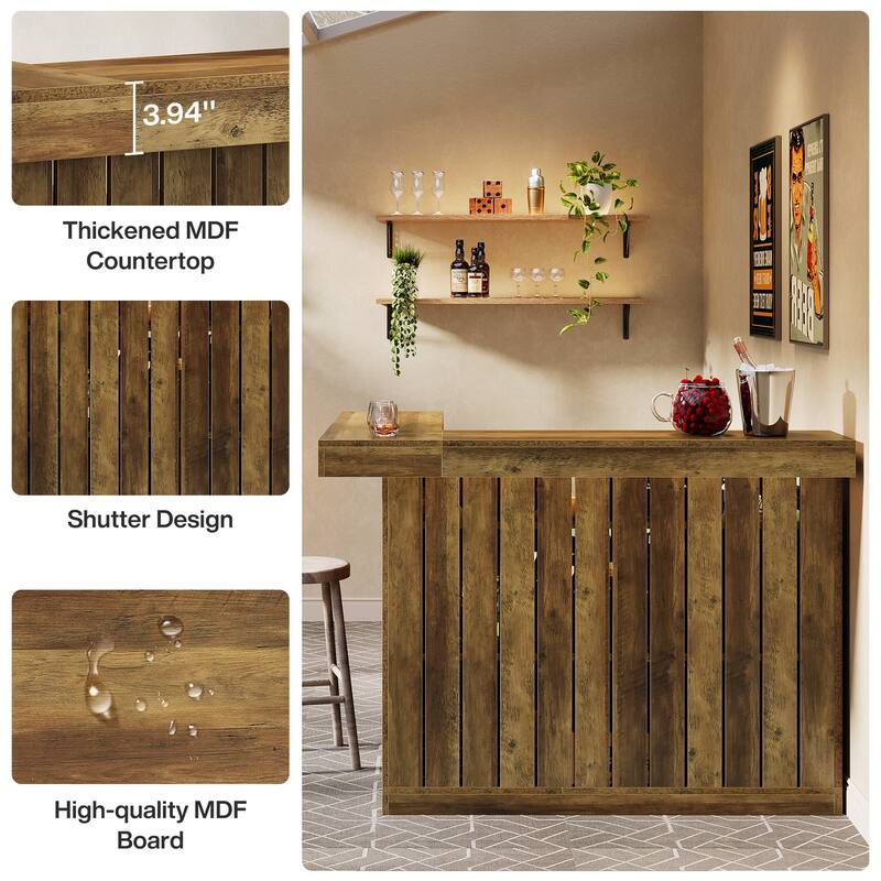 4-Tier L-Shaped Corner Home Liquor Bar Unit Table with Storage