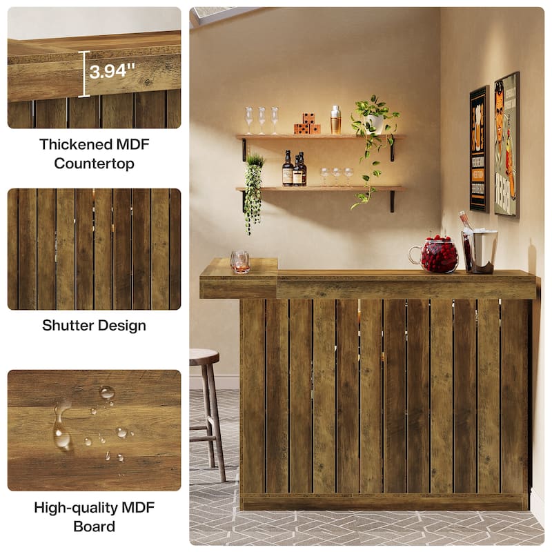 Industrial L-Shaped Corner Home Bar Cabinet with Wine Glass Racks