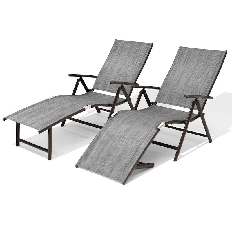 VredHom Outdoor Portable Folding Chaise Lounge Chairs (Set of 2) - 70" L x 20" W x 14" H