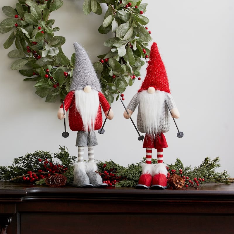 Set of 6 Gnome with Skier Christmas Figures 14.25"