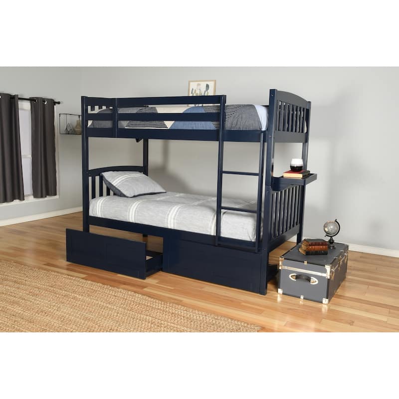 Somette Claire Twin Bunk Bed with Storage Drawers and Tray (Mattresses Not Included) - Navy Blue