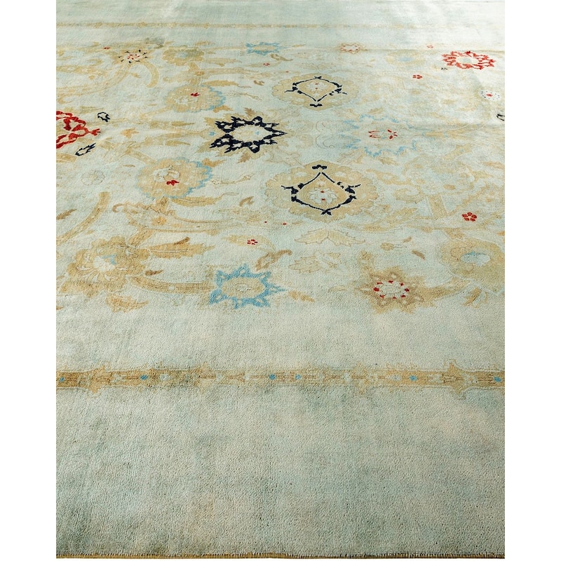 Overton Hand Knotted Wool Vintage Inspired Modern Contemporary Overdyed Gray Area Rug - 8' 9" x 11' 6"