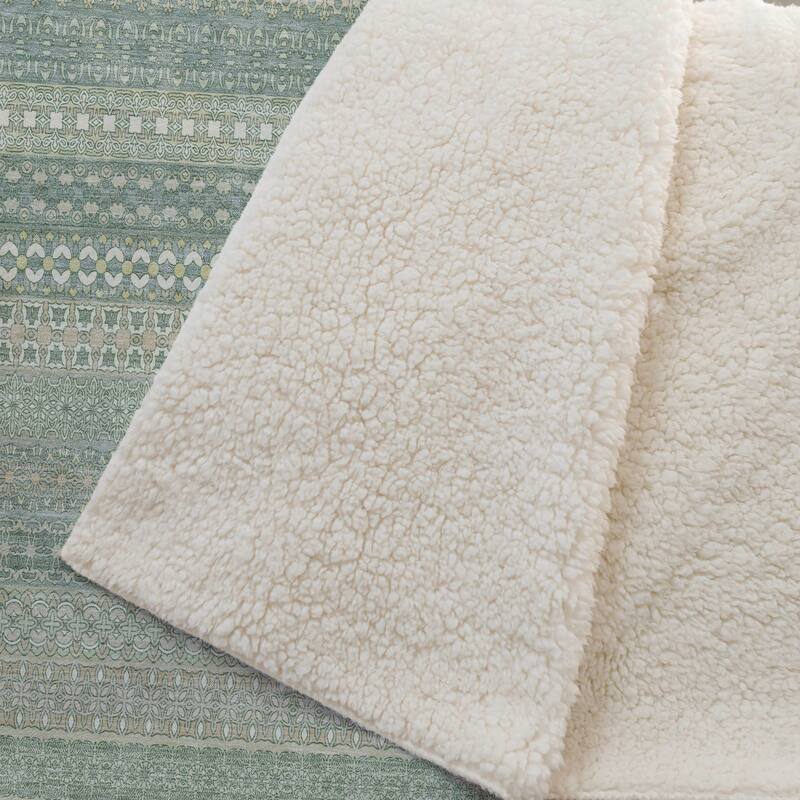 Premium Machine Washable Boho Stripes Sherpa Throw Blanket