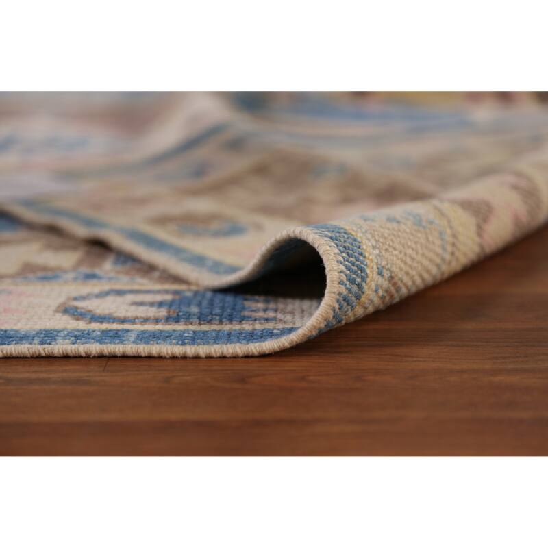 Hand Knotted Oriental 100% Wool Carpet Transitional Geometric Navy Blue & Blues Oushak Area Rug - 10' 9'' X 8' 4''