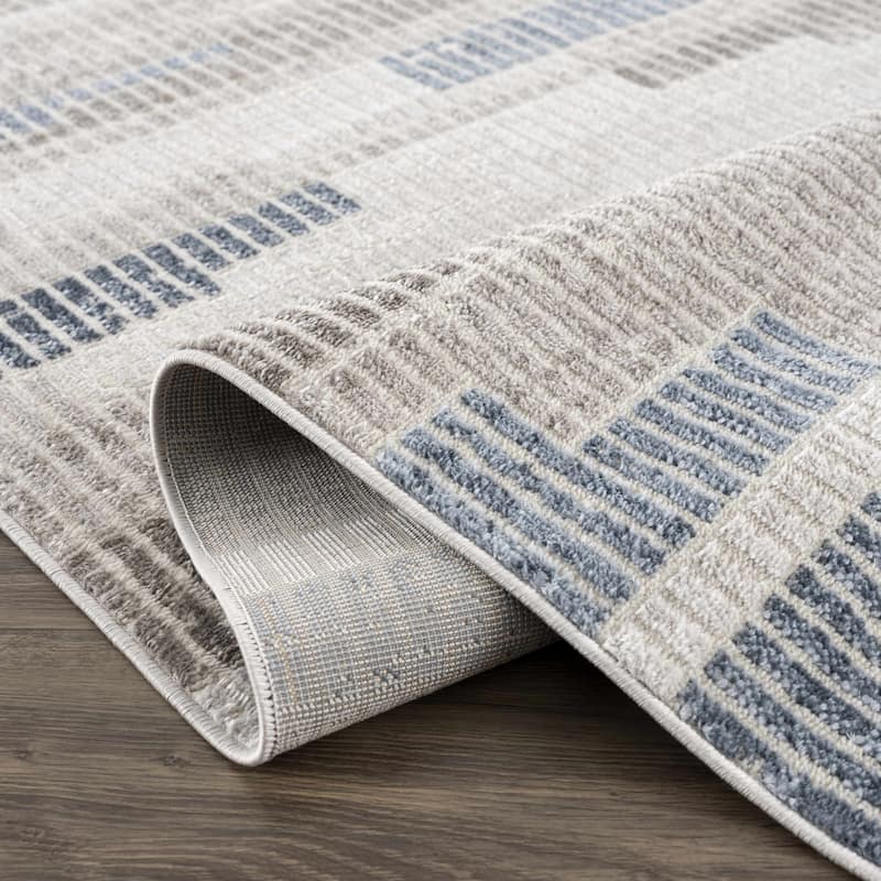 Hauteloom Calum Living Room, Bedroom Area Rug - Farmhouse - High Pile - Pink,Gray - 7'9" x 9'6"
