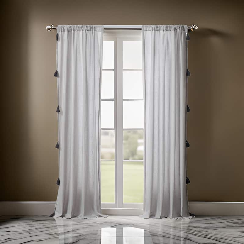 Xumi 4 Piece Window Curtain, 2 Panels with Tie Backs, Modern Gray Finish