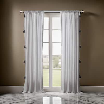 Xumi 4 Piece Window Curtain, 2 Panels with Tie Backs, Modern Gray Finish