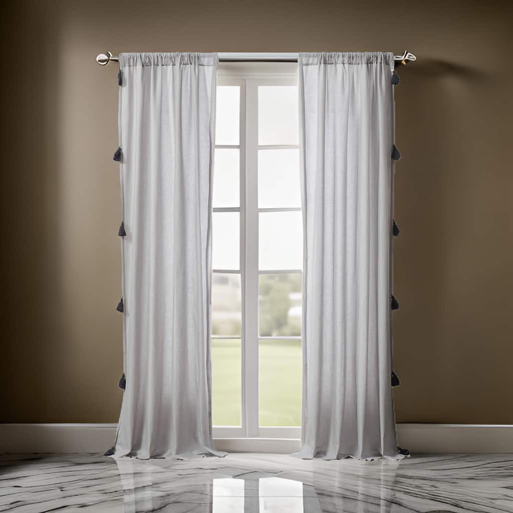 Xumi 4 Piece Window Curtain, 2 Panels with Tie Backs, Modern Gray Finish