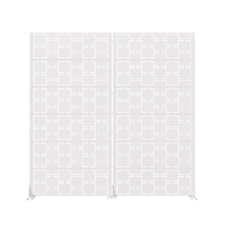 Outdoor Freestanding Metal Privacy Screen Decorative Garden Fence Set of 2