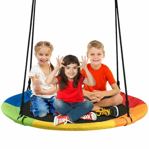 Detachable Swing Sets for Kids Playground Platform Saucer Tree Swing Rope 1M 40'' DiameterRainbow Color - M