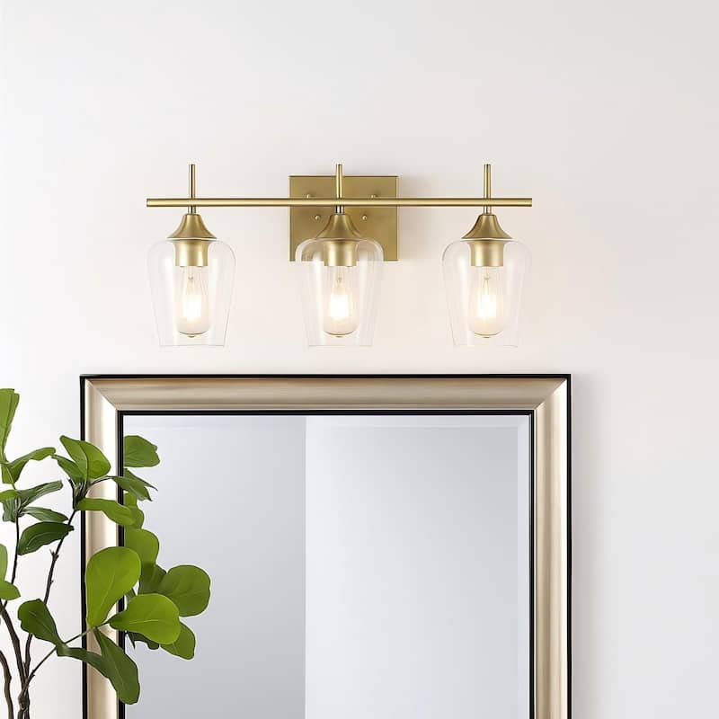 GetLedel 3-Light Dimmable Bathroom Vanity Light Wall Sconce with Clear Glass Shades