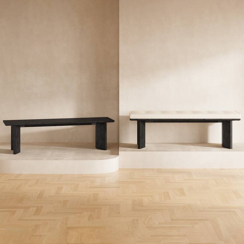 Solid Wood Bench with Removable Cushion, 55-Inch Long
