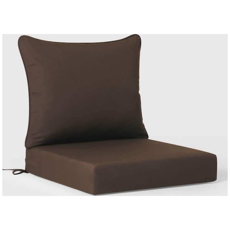 Birchwood All Weather HDPE Outdoor Patio Deep Seating Teak Armless Chair With Cushions (1-Piece)