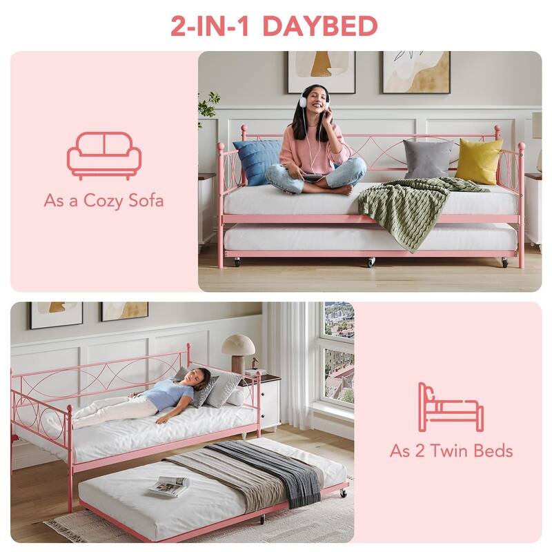 Twin Metal Daybed with Pull-Out Trundle