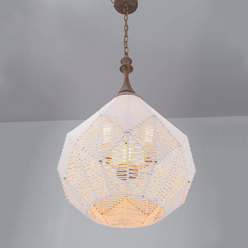 3-Light White Coastal Pendant Light - 19 Wide