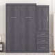 preview thumbnail 7 of 10, Twin Size Storage Murphy Bed with Wardrobe and Drawers, Save Space Wood Wall Bed Frame, Can be Folded into a Cabinet, Grey