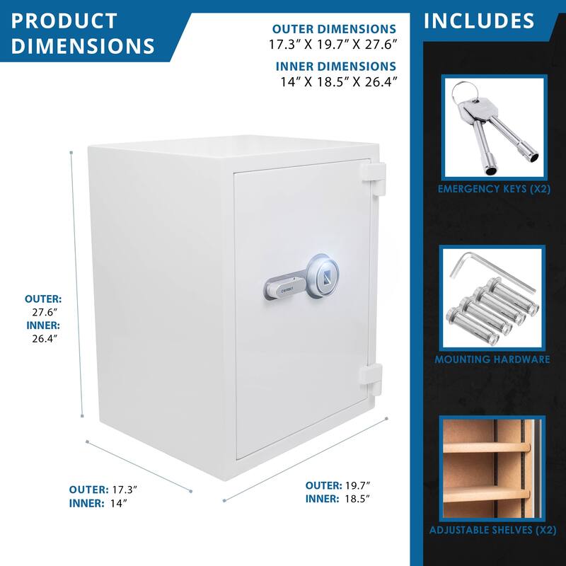 4.48 Cubic Ft Biometric Fireproof Safe, White
