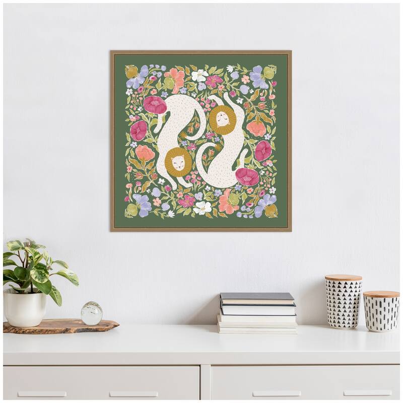 Kate and Laurel JL Lions Menagerie by Jill Labieniec Framed Canvas Wall Art Print