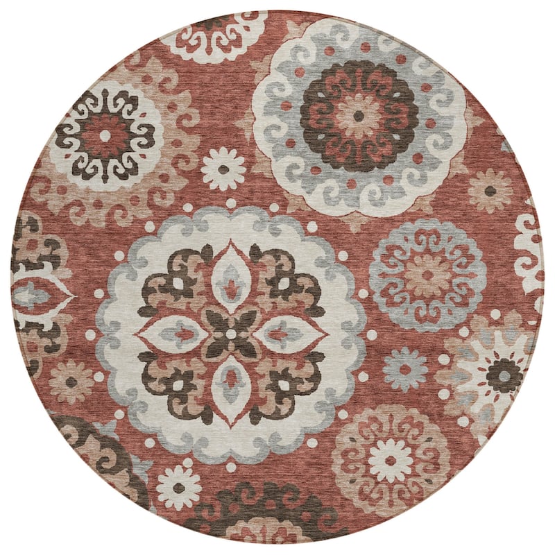 HomeRoots Floral Medallion Transitional Rectangle Outdoor Rug