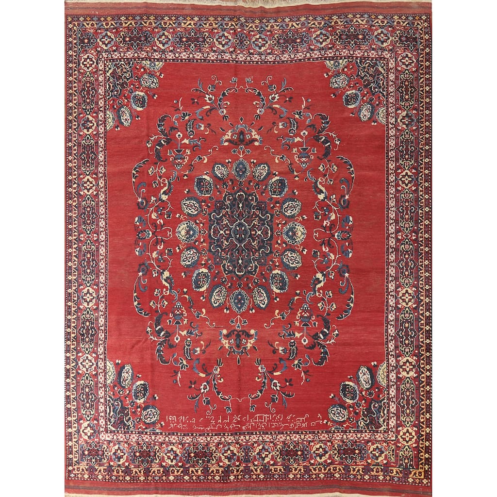 Hand Knotted Oriental 100% Wool Carpet Traditional Floral Red Balouch Area Rug - 11' 5'' X 8' 5''