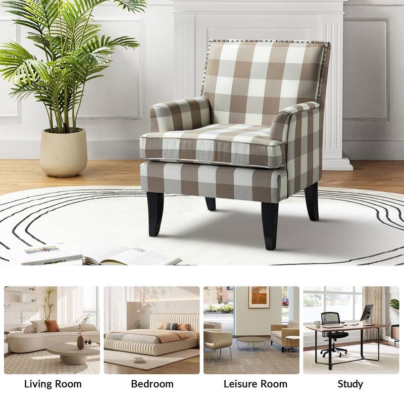 Akorda Classic Armchairs with Nailhead Trim and Solid Wood Legs Set of 2 by HULALA HOME